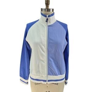 Vtg 80s 90s Y2K Finish Line Purple/Blue Color Block Track Jacket Womens Sz L